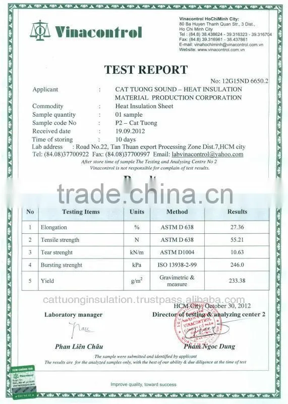 reflective thermal insulation/metal roofing