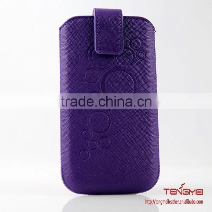 flanging pouch case with pattern embossing, universal case custom made