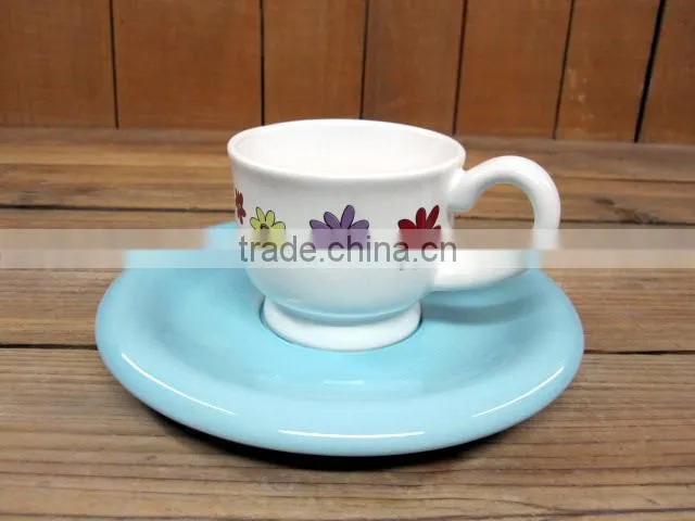 Wholesale Dream Flower Ceramic coffee cup with saucer