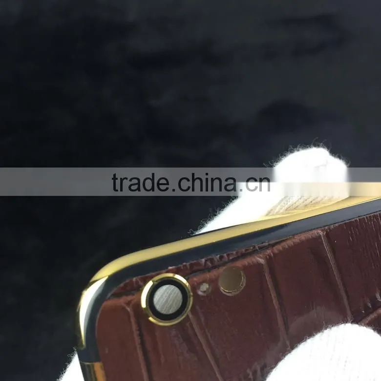 croco/bull leather gold 24ct plat back housing bezel for iPhone 6 Plus, 5.5 inch