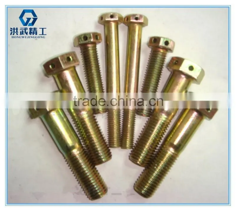Hexagon head bolts with hole on head