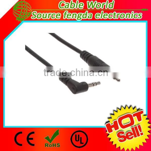 90 degree 3.5mm stereo audio cable Nickel plated connector