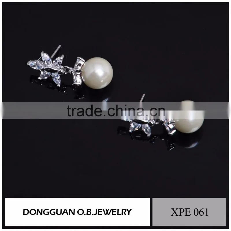 Fashion imitation jewelry silver earring and pearl earrings design wholesale