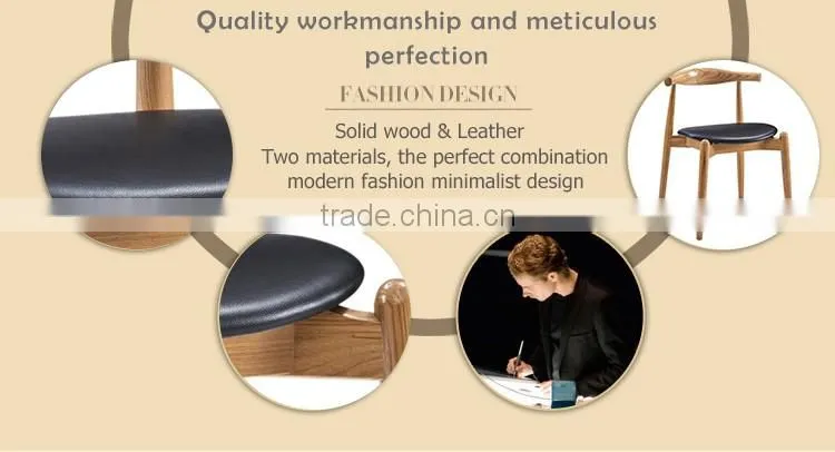 European style bistro chair pu leather seat solid wood modern wood chair