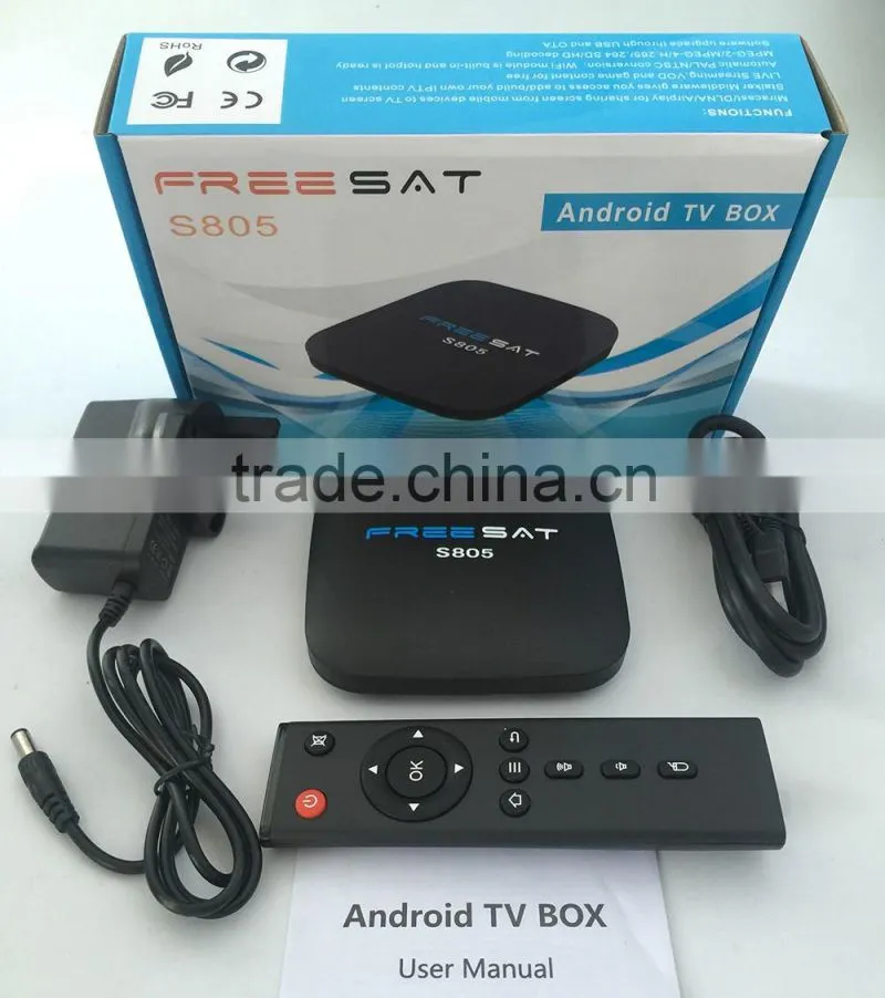 2016 New Arrival Freesat Amlogic S805 Android 4.4 1G/8G Android OTT Smart TV Box Quad Core Kodi XBMC Ethernet Wifi TV Box