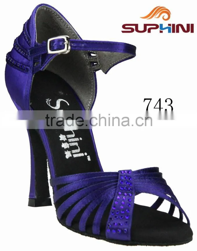 blue leather latin shoes ,woman dance sandal shoes