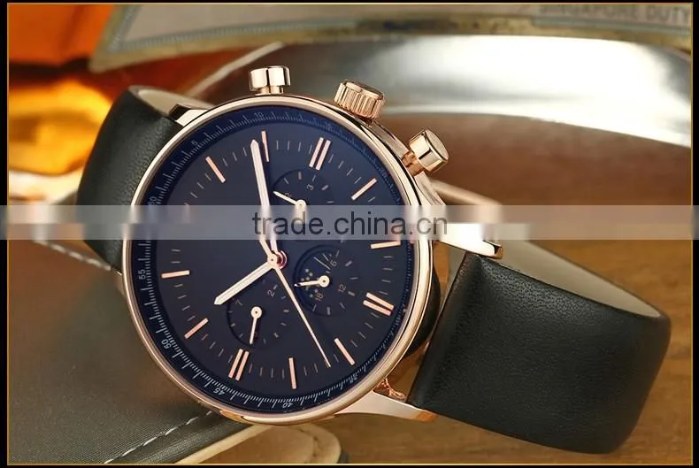 new products with your logo luxury three eyes case leather light at night sports watches men