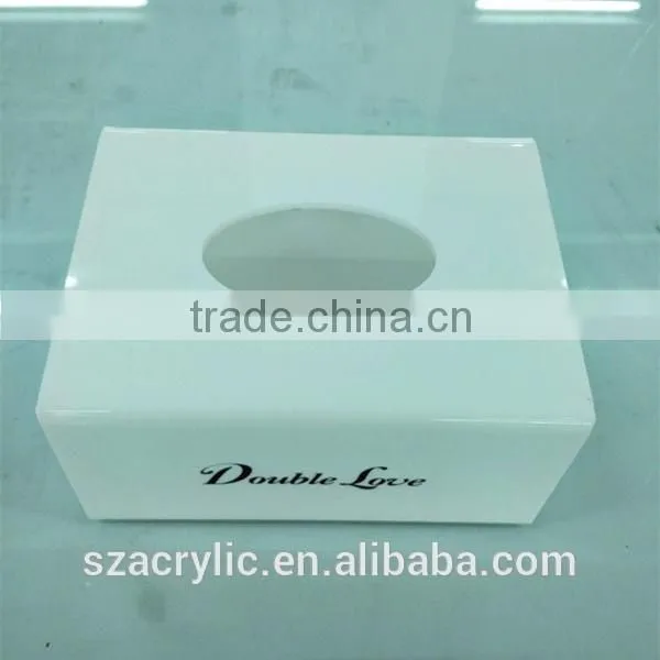 Customized white acrylic tissue holder