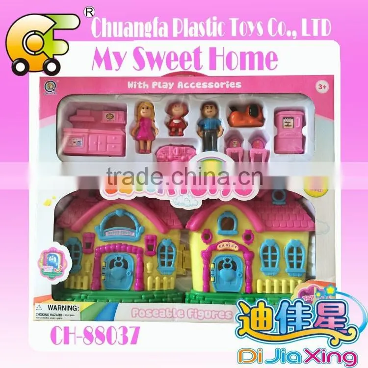 Kids mini villa toys modern villa with furniture wooden villa toys