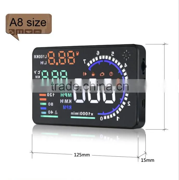 Car styling Universal Car hud head up display A8 5.5" GPS speedometer Smart Digital car speedometer OBD2 Interface