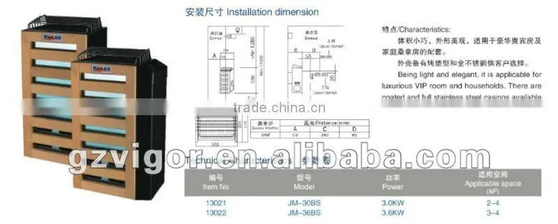 CE Certification Dry Sauna Heater durable sauna heater for sauna room