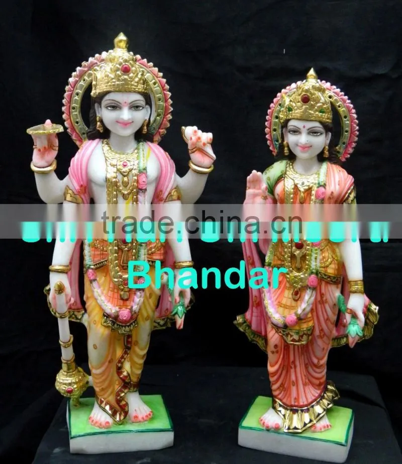 White marble god vishnu lakshmi statue