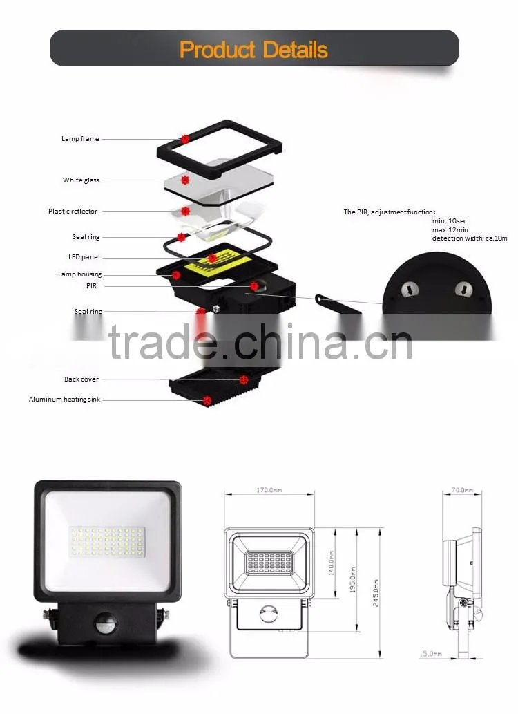 High bright 30W Sensor LED Floodlight