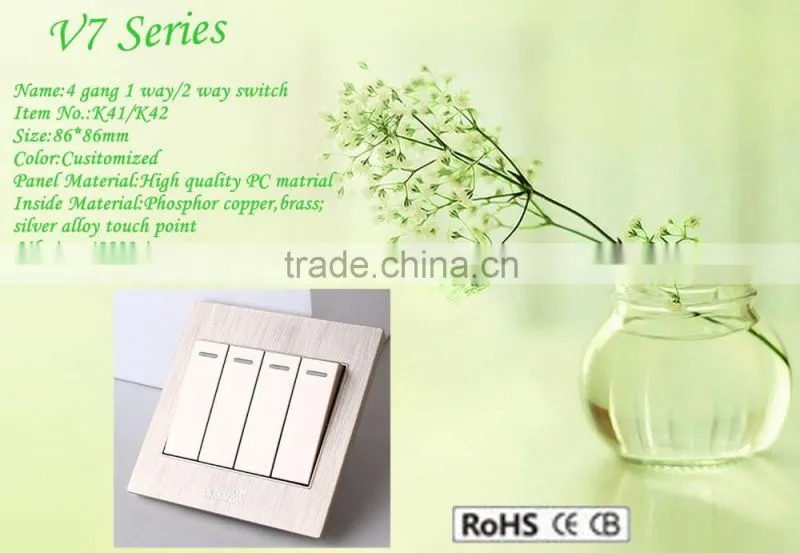 High quality 10A 250V DC Isolator Switch 4 gang 1 way switch