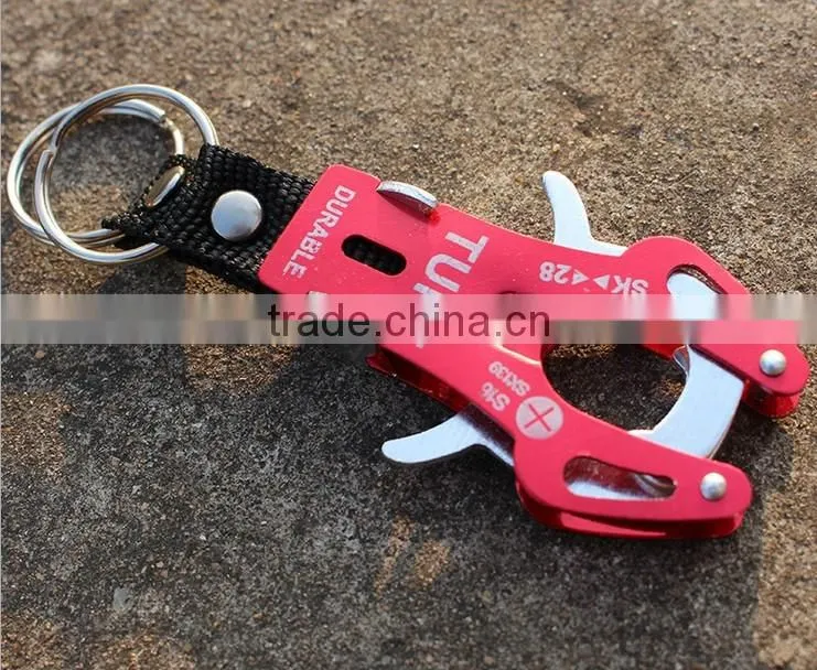 Wholesale aluminum alloy tiger mountaineering buckle keychain travel kettle buckle
