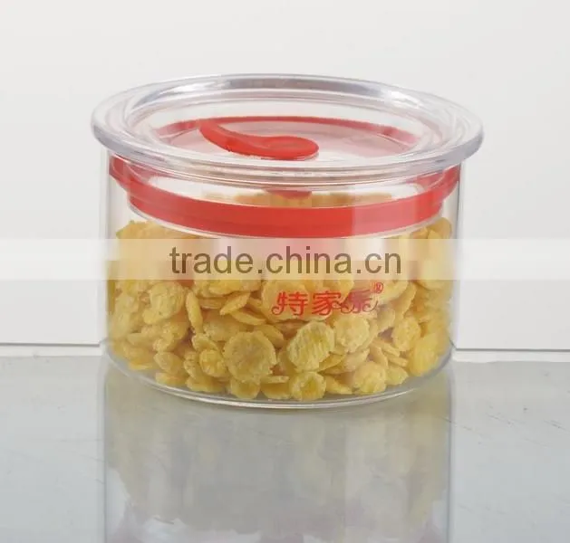 2016 Hot sale High Quality Glass airless food candy jar with sealing lid