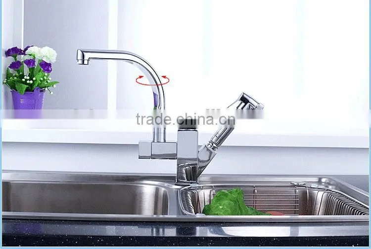 New design brass kitchen faucet, Kitchen faucet with shower head, pull out spray kitchen faucet