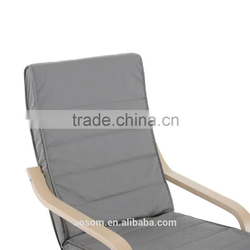 HomCom 39" Light Gray Reclining Bentwood Deck Chair