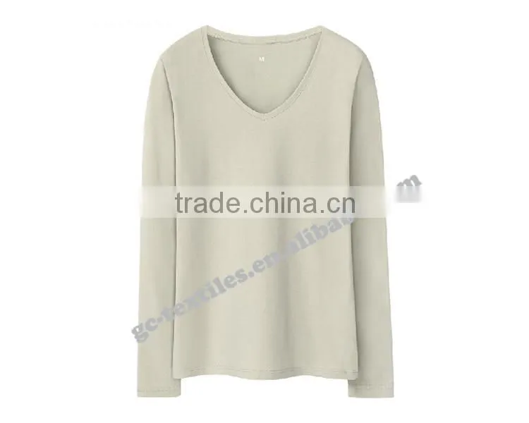 Women's Cotton/Spandex V-neck Long Sleeve Pyjama