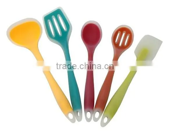 Premium Silicone Kitchen Utensil Set, New 5 Piece Cute Cooking Tool Set