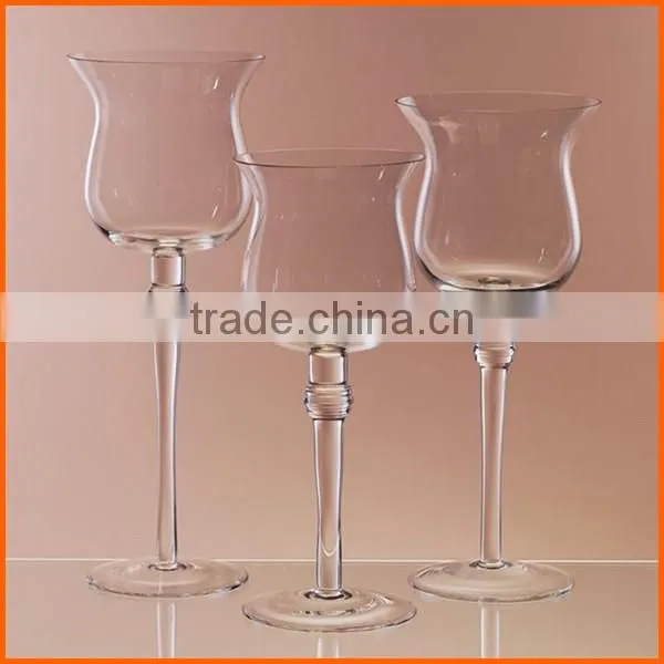 Wholesale luxury decorative clear glass long stem candle holder