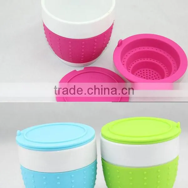 Eco-friendly Novelty Silicone Tea Cup With Strainer With Lid / Mini Tea infuser Tea Ball Tea strainer
