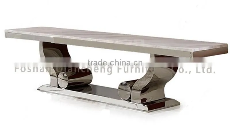 2017 new model artificial granite tv stand with silver stainless steel leg