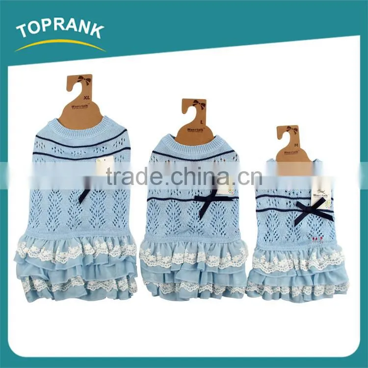 Fashion style knitted sweater blue lace dress lovable female pet accessories dog clothes