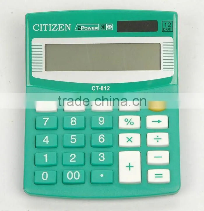 Hot sale different colors dual power 12 digit plastic school calculator