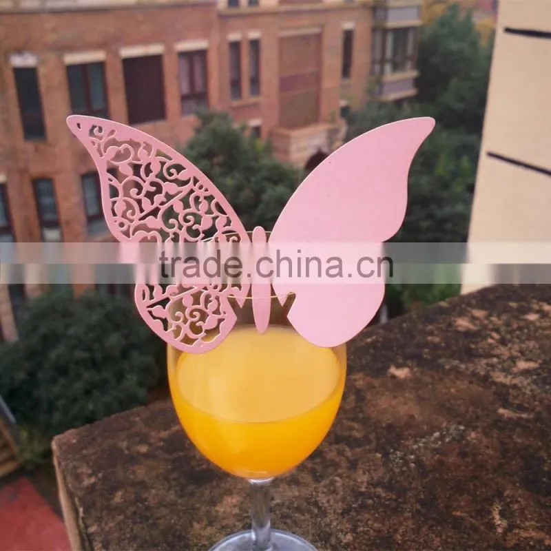 party favors supplier wine glass card laser cut wedding invitation card