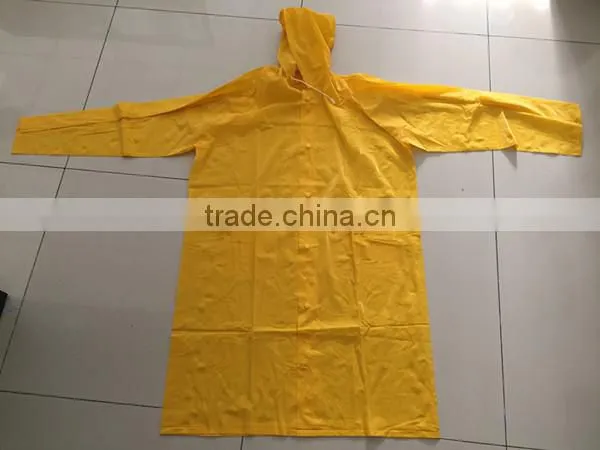 pvc vinyl adult raincoat/yellow pvc raincoat