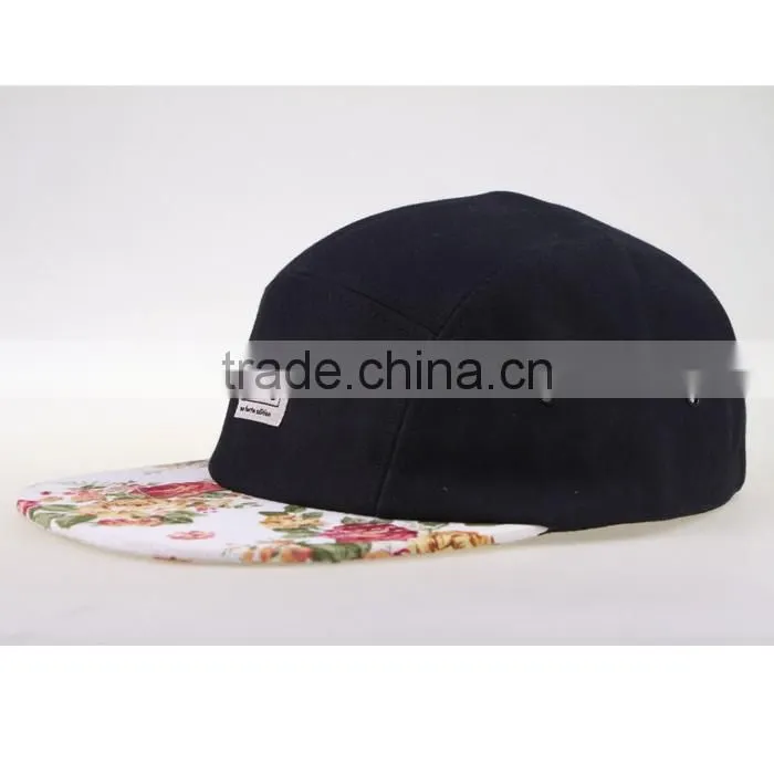 Custom Logo Wholesale Design Your Own 5 Panel Hat Cap/Blank Wholesale 5 Panel Hats/Leather Strap 5 Panel Hats