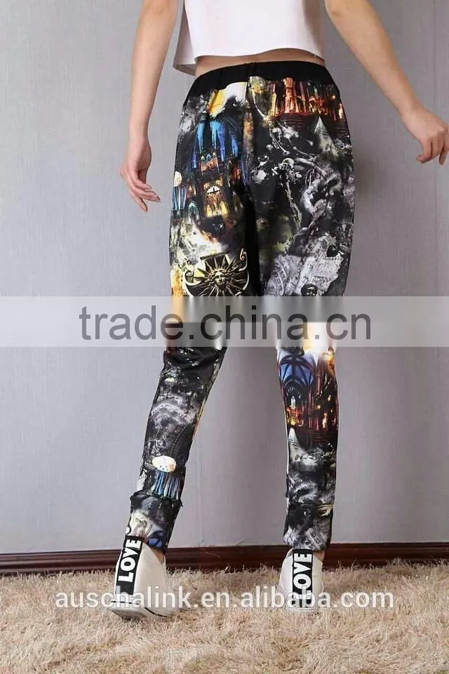 2016 new arrival personalized street trendy women print hip hop pants