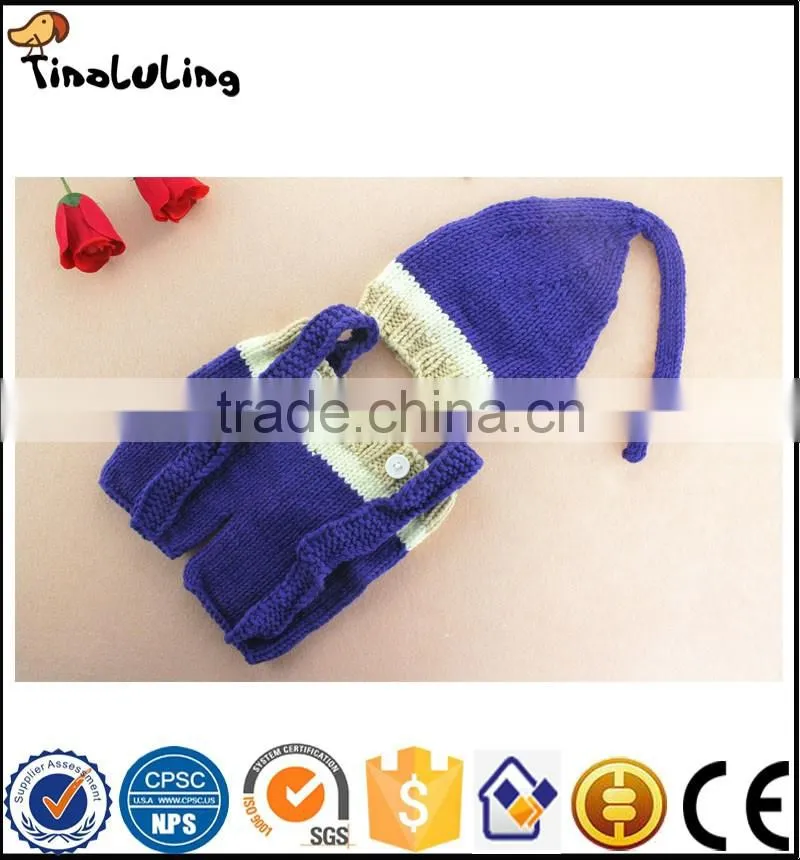 Tinaluling Baby Newborn Photography Props Crochet Baby Beanie Hat with Suspender Pant Knitted Costume Outfit