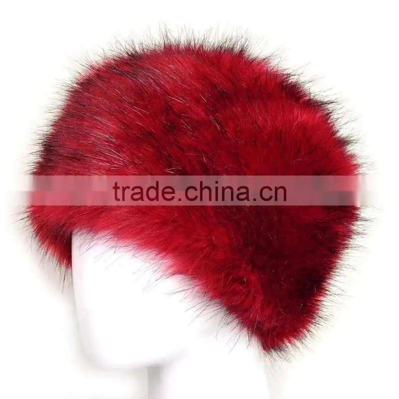 New Fashion Velvet Winter Warm Dome Caps Faux Fox Fur Hat Fake Mink Fur Hats For Women Skullies Beanies Bone