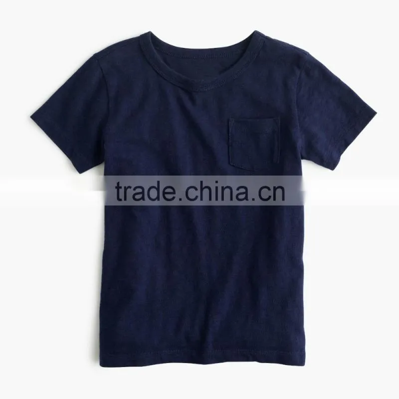 Wholesale comfortable custom design baby clothes 2017 Boys' slub pocket T-shirt new style plain children clothing