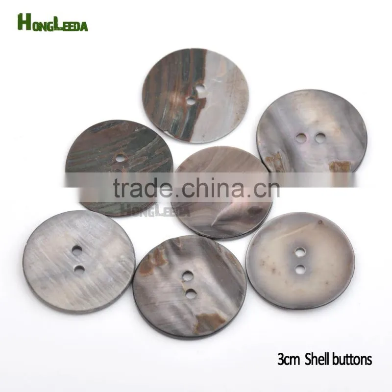 30mm 1.2inch Big Natural shell buttons 2-hole grey mother of pearl buttons decoration SHELL-003