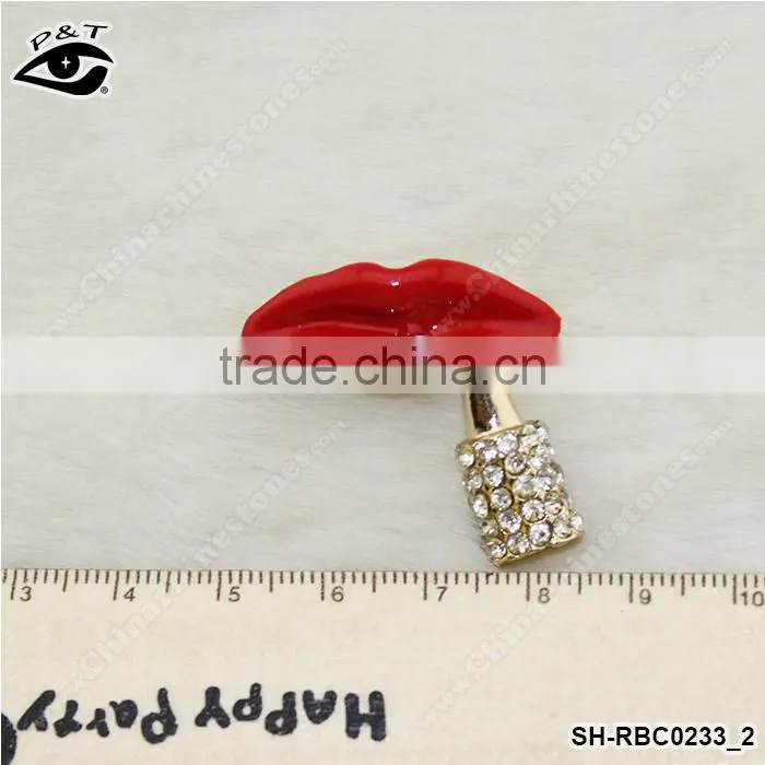 Rhinestone Brooch Pins Locked Mouth Shaped Brooches Sexy Red Mouth Rhinestone pins for Clothing decoration