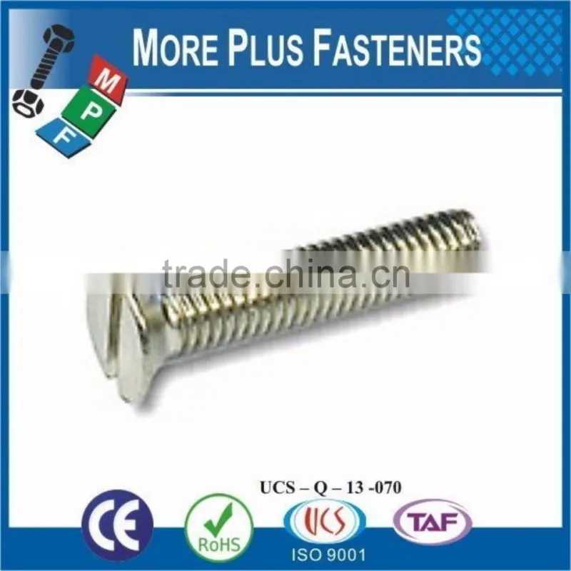 Made in Taiwan Machine Screw Metric DIN 963 DIN EN ISO 2009 Slotted Flat Head Countersunk