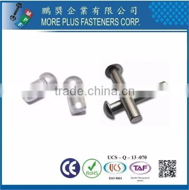 Taiwan Stainless steel 18-8 Chrome plated steel Nickel plated steel Copper Brass Semi Tubular and Solid Rivet