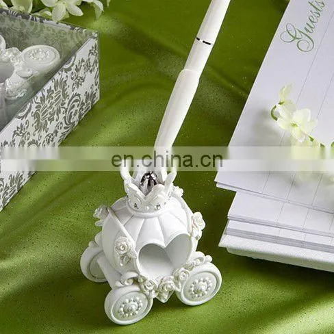 resin pumpkin carriage wedding guest book/ Pen/ Cake Knift/ Sever/ Toasting Flutes Set
