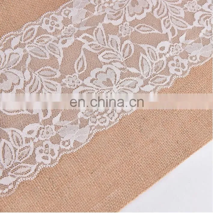 Decorated Lace Burlap Christmas Table Runner