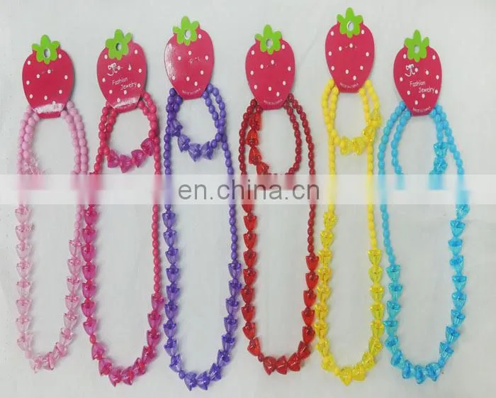 Solid Color Custom Design bead kids bracelet and necklace Sets