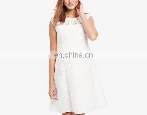 Zippy Clothing Manufacturer A-line Silhouette Short Sleeve Day Life White Maternity Lace-Trim Dress China Supplier