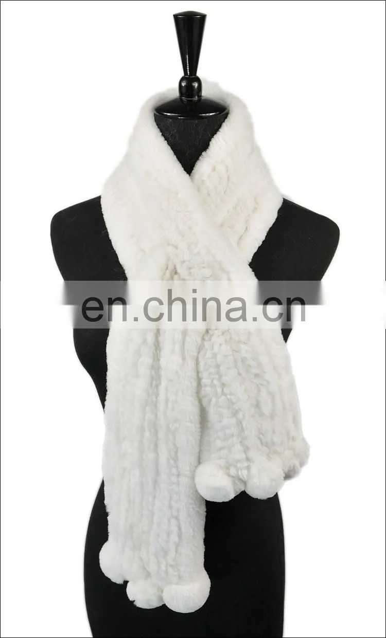 2016 Wholesale cheap good material real rex rabbit fur knitted promotional scarf / handmade scarf