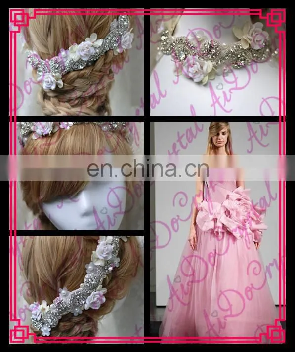 Aidocrystal Lace Bridal Headband,Wedding party Hair Accessories,Ribbon Headband bride necklace