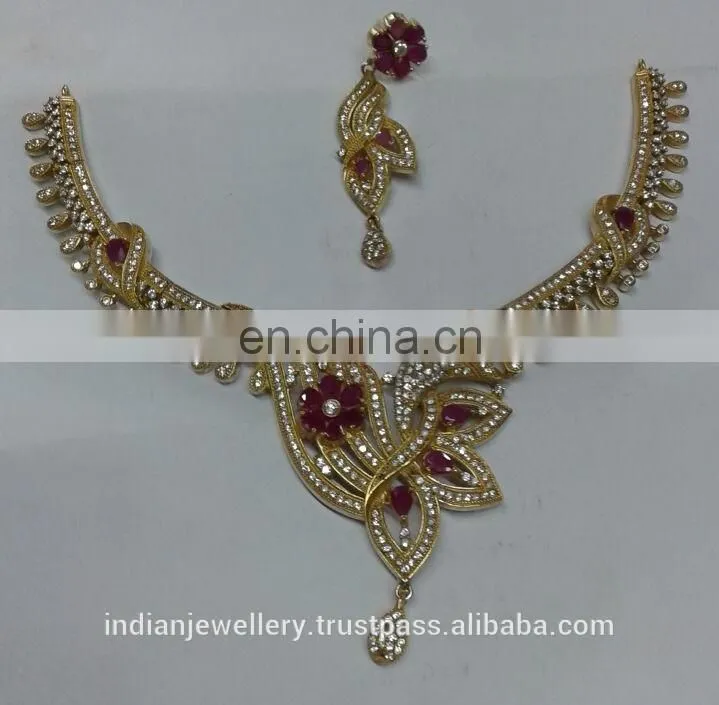 CZ jewelry necklace manufacturer,cubic zirconia necklace jewellery exporter