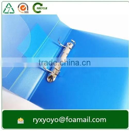 office stationary a4 size pp hard plastic 2 D metal clip file folder