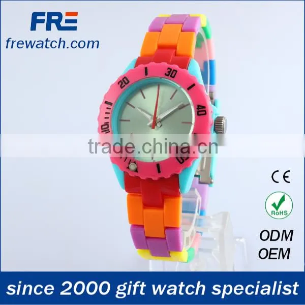 hot selling eco-friendly plastic watch with japan movement fashion plastic mixed color watch