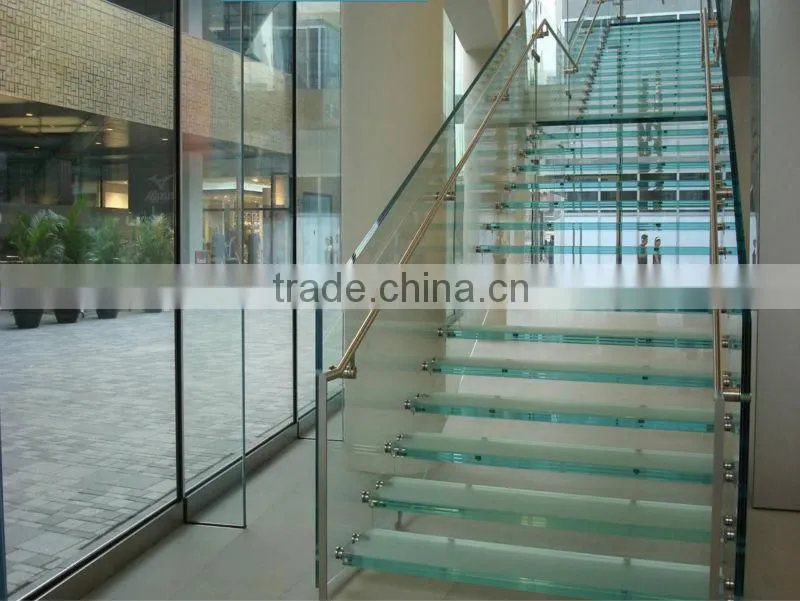Glass stairs, indoor glass stair railings